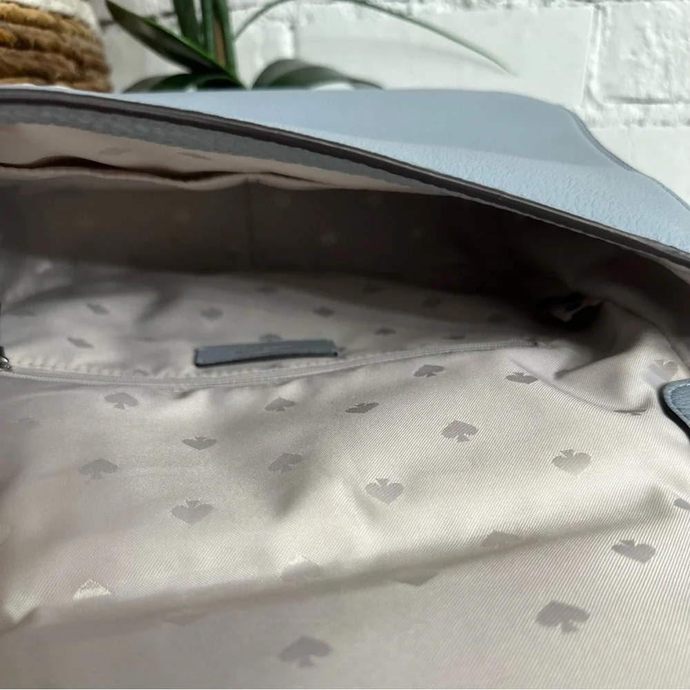 EUC $359 Kate Spade Jackson Medium Flap Shoulder Bag (Frosted Blue with Silver) - Picture 12 of 13